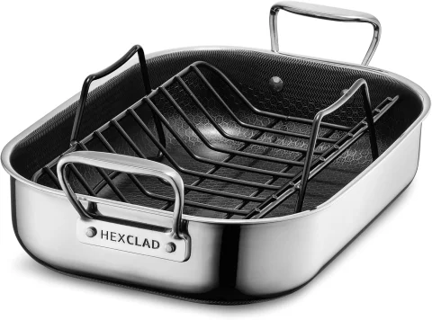 HexClad Hybrid Nonstick Small Roasting Pan with Rack